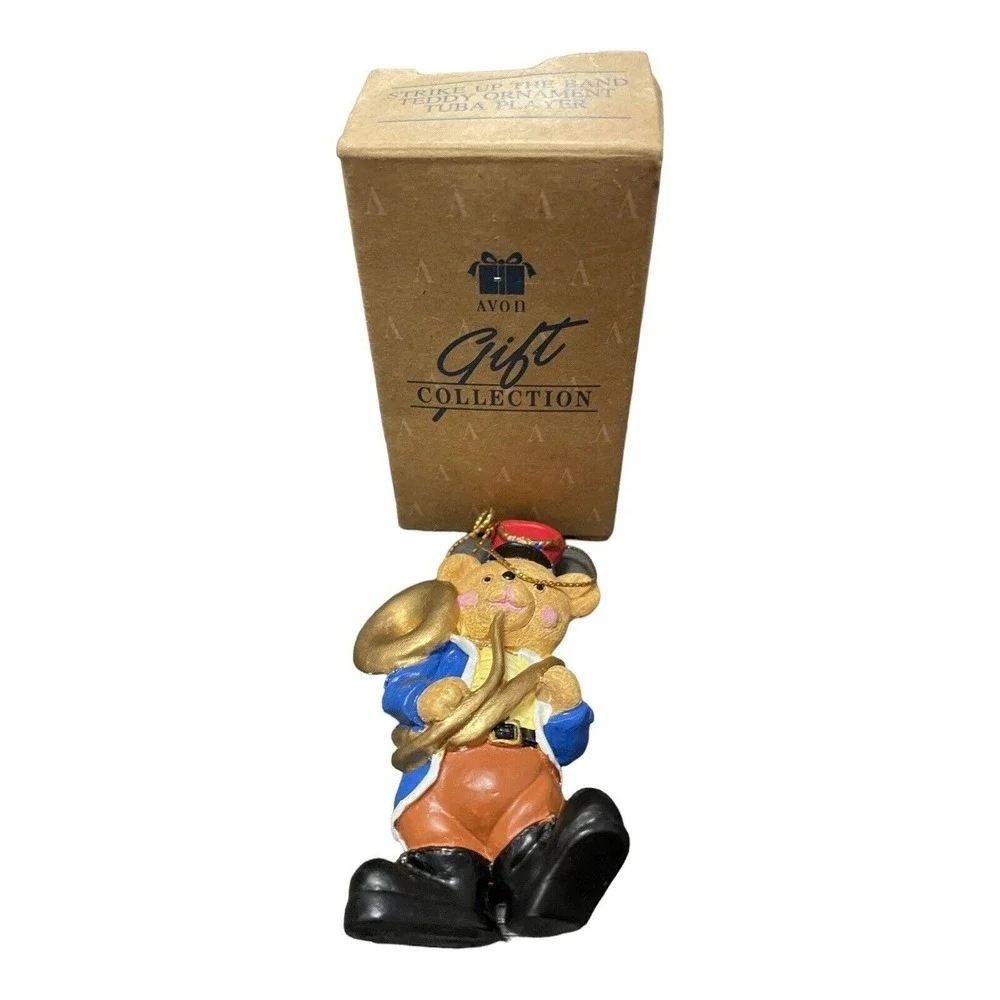 Avon Gift Collection Strike Up The Band Teddy Trumpet Ornament‎